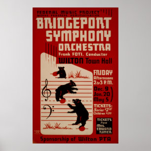 Bridgeport Symphony Orchestra Vintag Music Poster