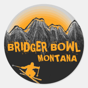 Bridger Bowl Montana Orangenkitzel Runder Aufkleber