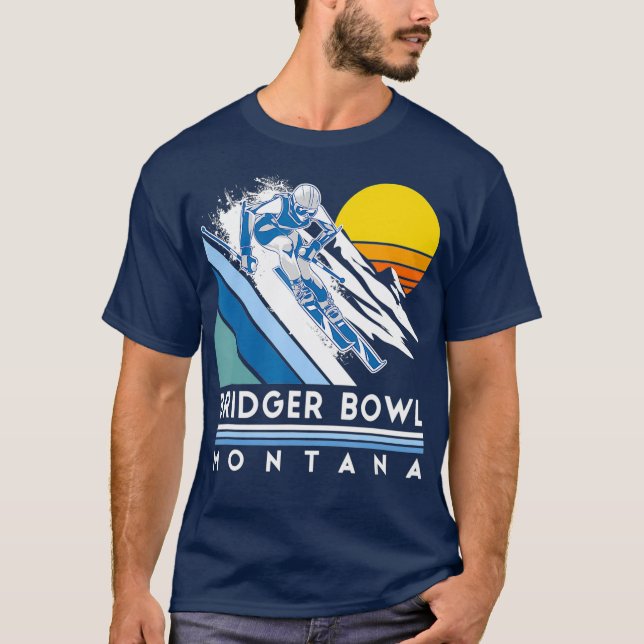 Bridger Bowl Montana Retro Ski T-Shirt (Vorderseite)