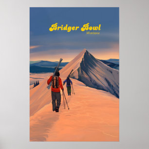 Bridger Bowl Montana Skigebiet Reiseplakat Poster