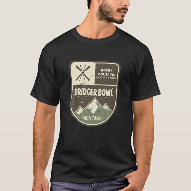 Bridger Bowl Rocky Mountains Montana Vintag T-Shirt (Vorderseite)