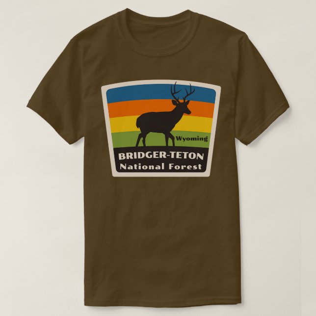 Bridger Teton National Forest Wyoming Roaming Deer T-Shirt (Design vorne)