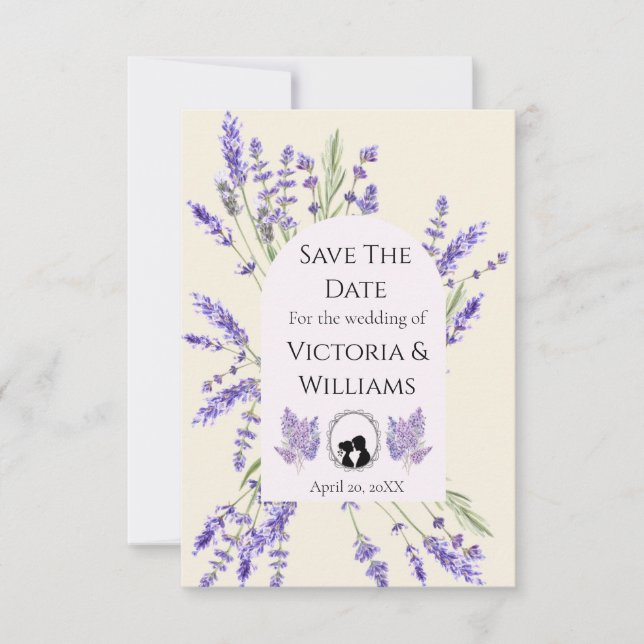 Bridgerton Inspired Regency Lavender Silhouette Save The Date (Vorderseite)
