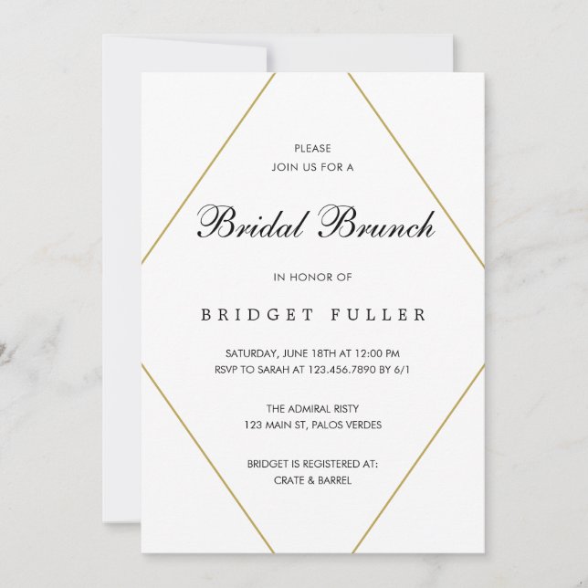 Bridget Geometric Modern Bridal Brunch Einladung (Vorderseite)