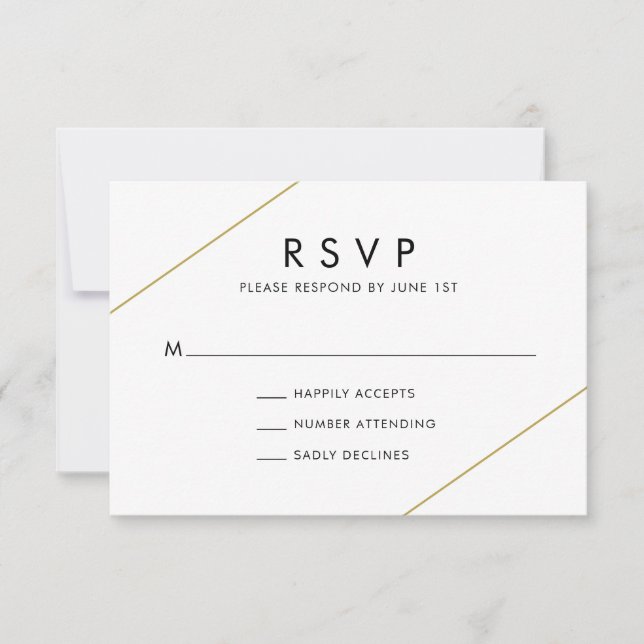 Bridget Geometric Modern Wedding RSVP Karte (Vorderseite)