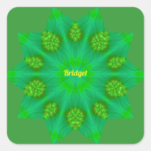 ~BRIDGET ~ WOW! ~ 10 Zeltstern ~ Grün ~ Quadratischer Aufkleber