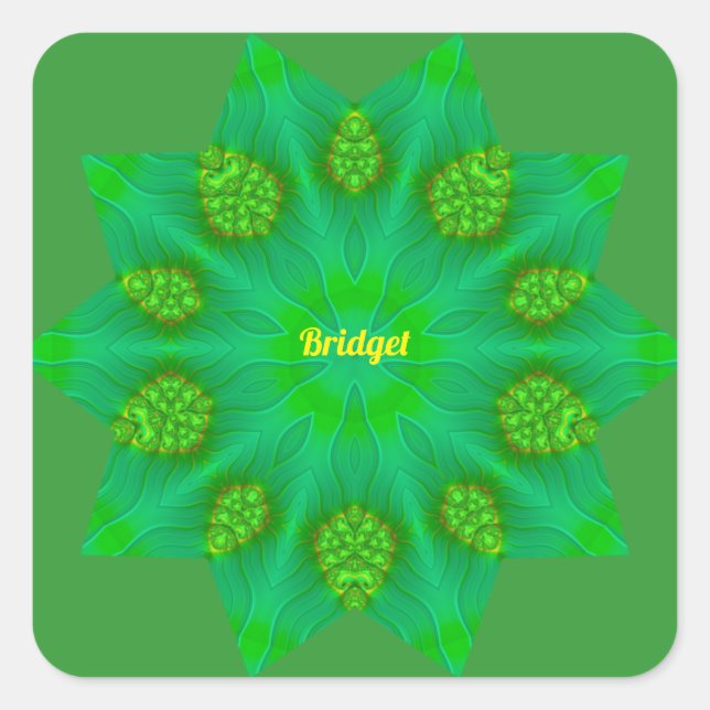~BRIDGET ~ WOW! ~ 10 Zeltstern ~ Grün ~ Quadratischer Aufkleber (Vorderseite)