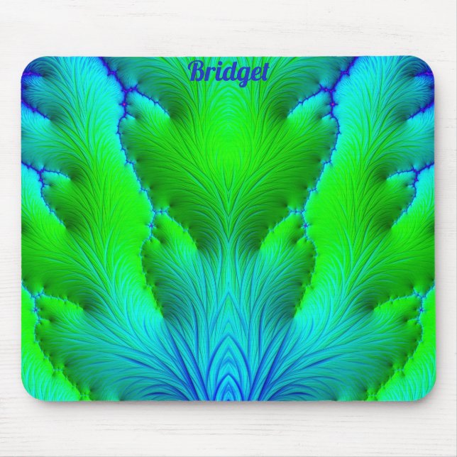 BRIDGET ~ Zany Hot Shades of Green and Blue Mousepad (Vorne)
