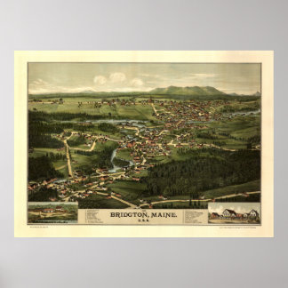 Bridgeton Maine 1888 Antique Panoramabalkarte Poster