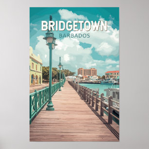 Bridgetown Barbados Illustration Reise Kunst Retro Poster