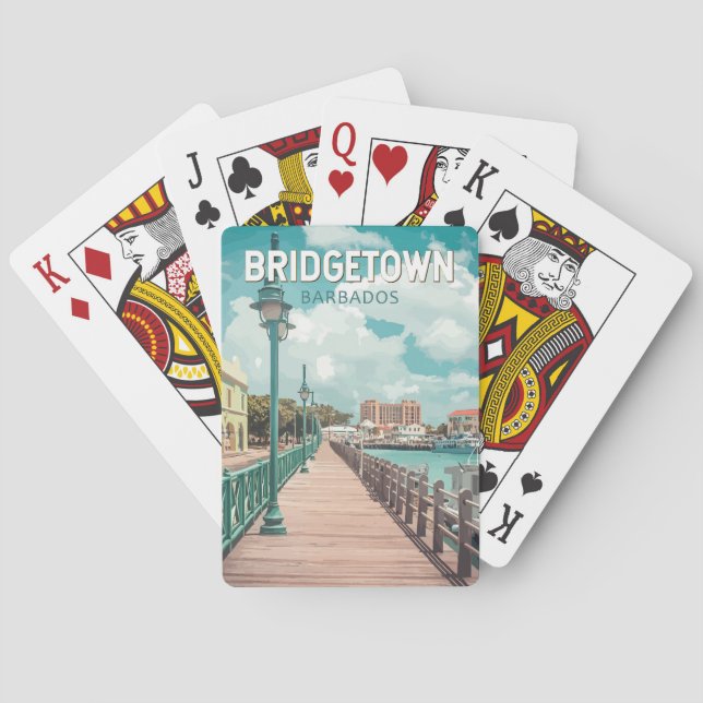 Bridgetown Barbados Illustration Reisen Spielkarten (Rückseite)