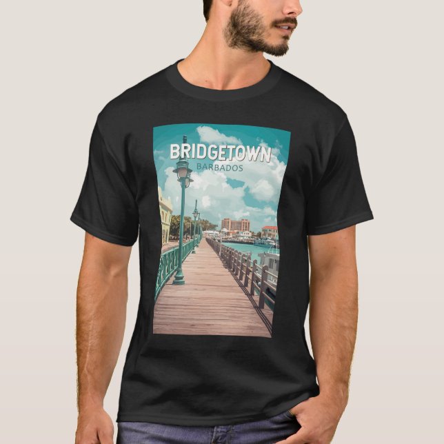 Bridgetown Barbados Illustration Reisen T-Shirt (Vorderseite)