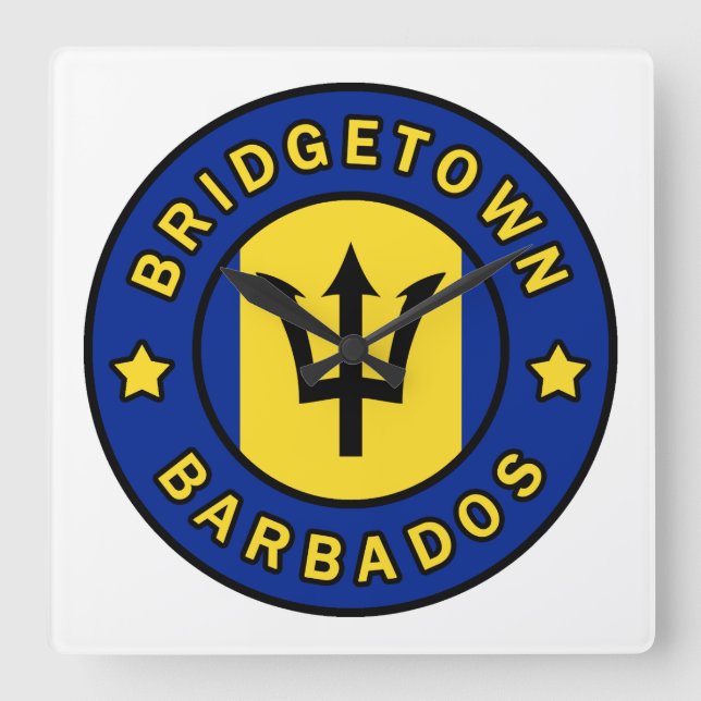 Bridgetown Barbados Quadratische Wanduhr (Vorderseite)