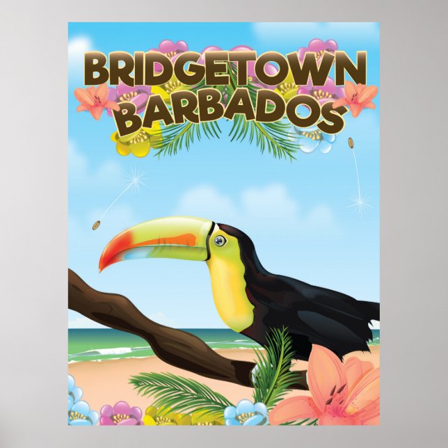 Bridgetown Barbados Toucan Reiseplakat Poster (Vorne)