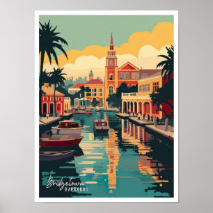 Bridgetown Barbados Vintage Reiseillustration Poster
