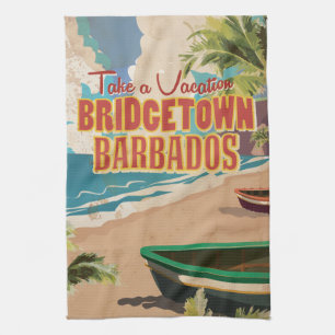 Bridgetown, Barbados Vintage Travel Poster Geschirrtuch