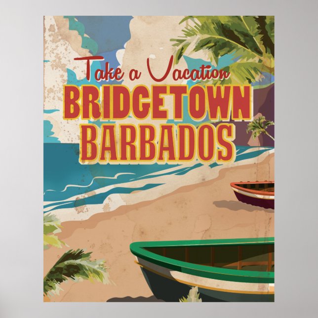 Bridgetown, Barbados Vintage Travel Poster. Poster (Vorne)