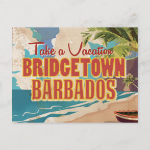 Bridgetown, Barbados Vintage Travel Poster Postkarte