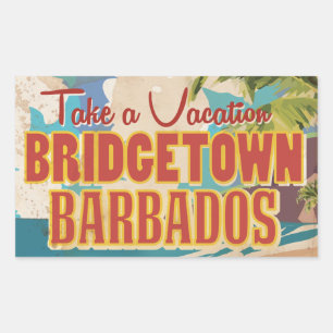 Bridgetown, Barbados Vintage Travel Poster Rechteckiger Aufkleber