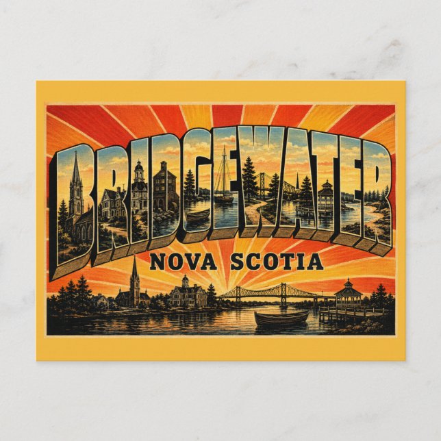 Bridgewater Nova Scotia Fluss Hafen Postkarte (Vorderseite)