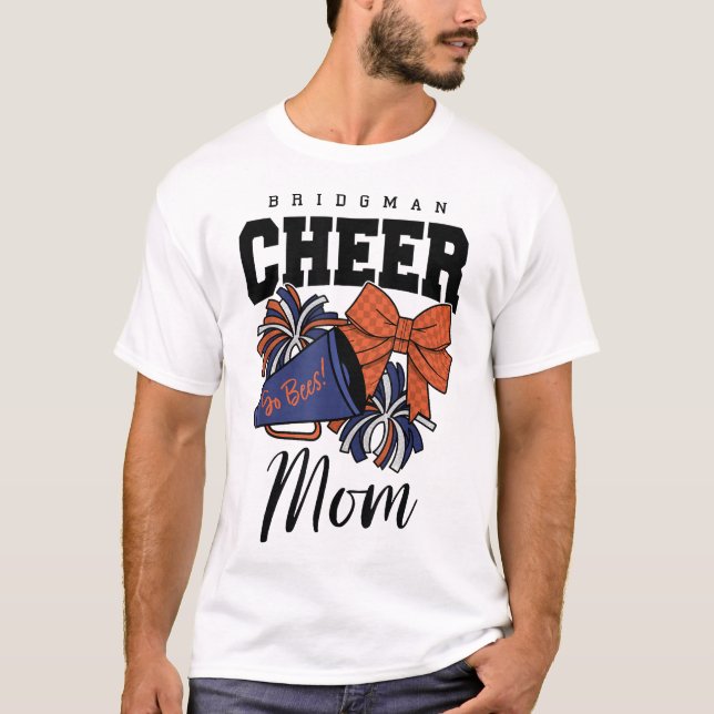 Bridgman Cheer Checkered Bow Cheer Mama T-Shirt (Vorderseite)