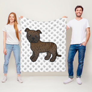 Bridle English Staffie Niedlich Cartoon Dog & Paws Fleecedecke