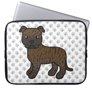 Bridle English Staffie Niedlich Cartoon Dog & Paws Laptopschutzhülle