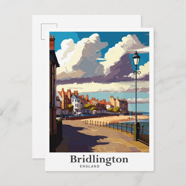 Bridlington England Vintage Travel Illustration Postkarte (Vorne/Hinten)