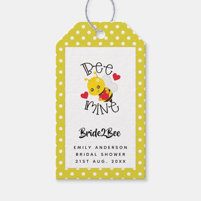 Brie 2 Bee Mine Yellow Polkad Dots Brautparty Geschenkanhänger (Vorderseite)
