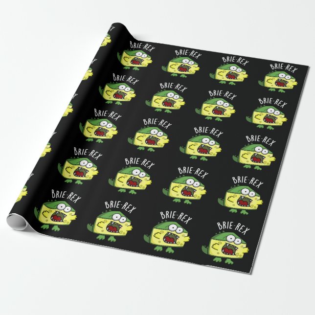 Brie-rex Funny Cheese TRex Pun Dark BG Geschenkpapier (Ungerollt)