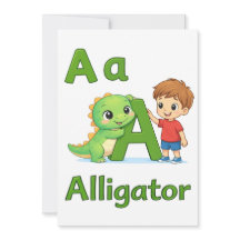 Brief A Alphabet Postkarte – A steht für Alligator