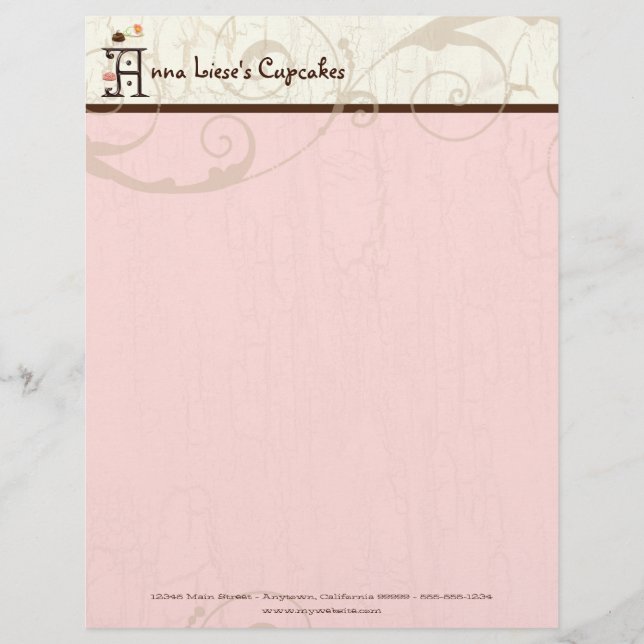 Brief A Cupcake Business Letterhead Briefbogen (Vorderseite)