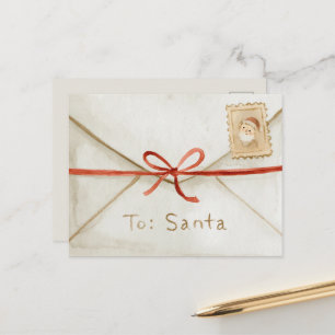 Brief an den Weihnachtsmann Rot Weiß Streifen Weih Postkarte