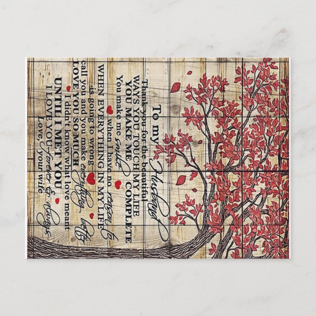 Brief an meinen Mann, neues Zuhause-Geschenk Ankündigungspostkarte (Vorderseite)