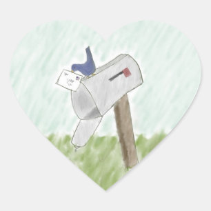 Brief aus einem Bluebird-Stickers Herz-Aufkleber