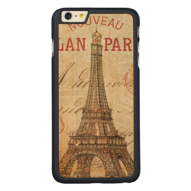 Brief aus Paris Carved Wood iPhone Hülle (Rückseite)