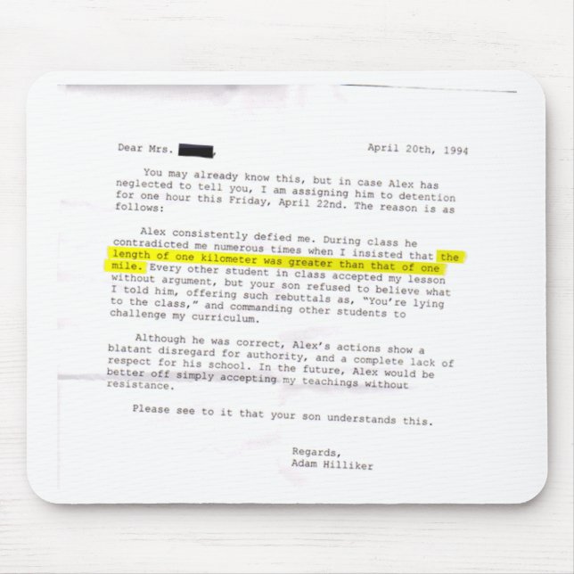 Brief des Lehrers - "Akzeptiere meine Lehren!" Mousepad (Vorne)