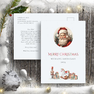 Brief des Weihnachtsmannes an das Niedliche Rote G Postkarte