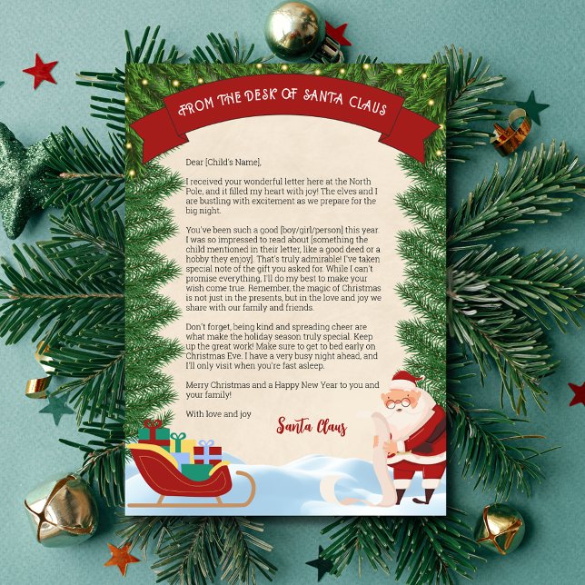 Brief des Weihnachtsmannes Traditionelles Personal Einladung (Letter from Santa Claus. With traditional whimsical christmas design and customisable text.)