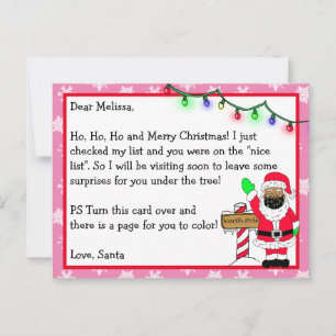 Brief des Weihnachtsmanns für Kinder + Farbseite a Postkarte