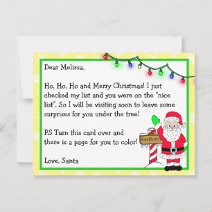 Brief des Weihnachtsmanns für Kinder + Farbseite a Postkarte