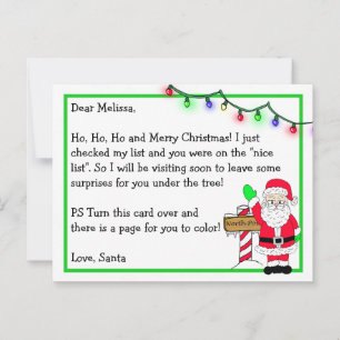 Brief des Weihnachtsmanns für Kinder + Farbseite a Postkarte