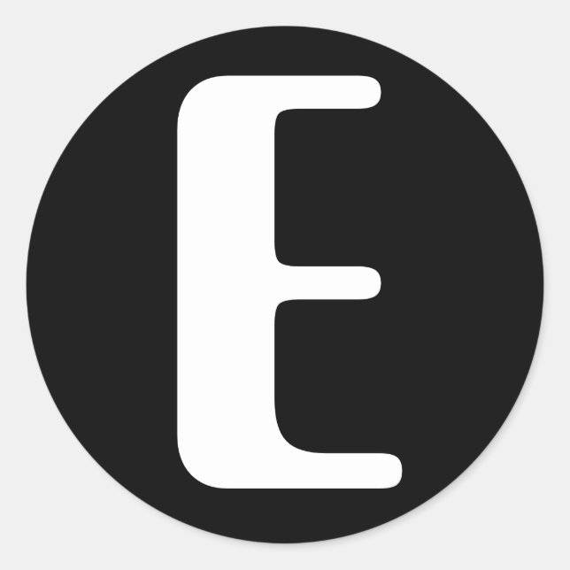 Brief E Amelia Alphabet von Janz Black Runder Aufkleber (Vorderseite)