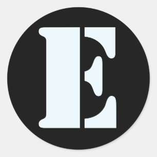 Brief E Stencil Alphabet von Janz Alice Blue Black Runder Aufkleber