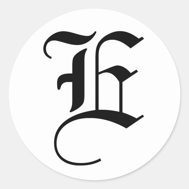 Brief E Wedding Alphabet von Janz White Runder Aufkleber (Vorderseite)