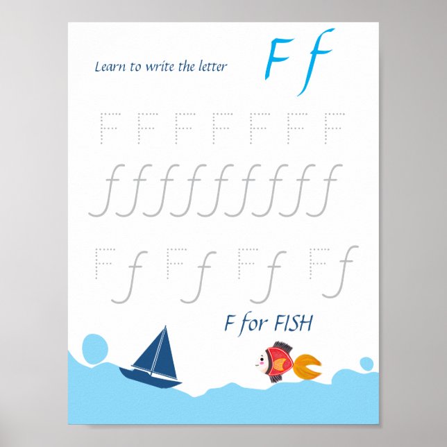 Brief F Übungsposter für Kinder Poster (Vorne)