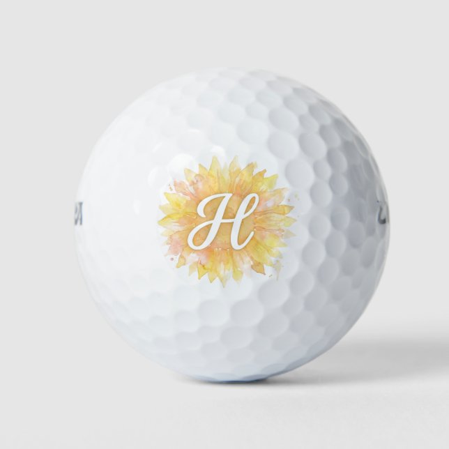 Brief H Sonnenblume Vorname Monogramm Initiale  Golfball (Vorderseite)
