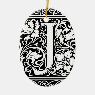 Brief J Mittelalterliche Monogramm-Kunst Art Nouve Keramik Ornament