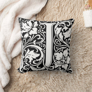 Brief J Mittelalterliche Monogramm-Kunst Nouveau Kissen