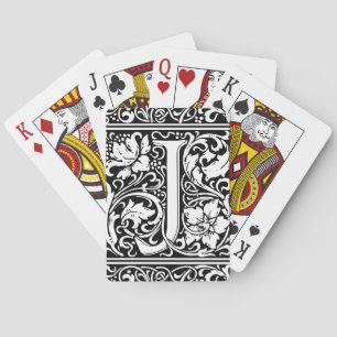 Brief J Mittelalterliche Monogramm-Kunst Nouveau Spielkarten